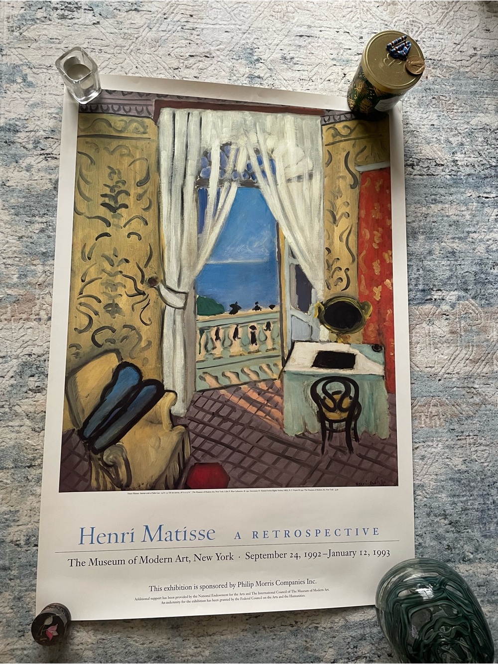 Henri Matisse 'A Retrospective' Blue & Cream Art Print Poster